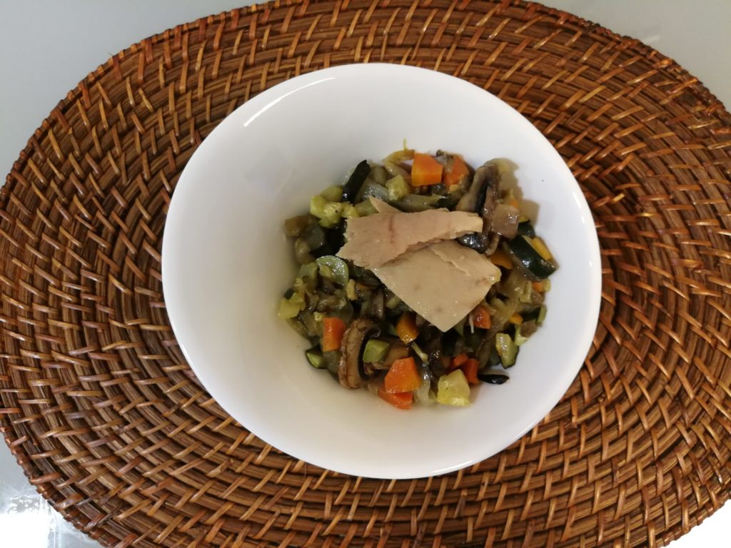 Ratatouille de verduras al horno con Bonito del Norte